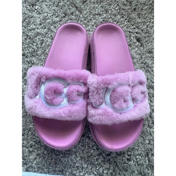 UGG Shoes - UGG Maxi Slide Pink Sheepskin Platform Sandals Size 9.5‎